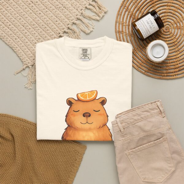 Comfort Colors® Meditating Bear with Orange Slice T-Shirt | Be Still and Know, Bible Verse Shirt, Religious Women