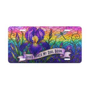 12324308404867705954_2048.jpeg Jesus Makes My Soul Bloom Vanity Plate | Floral Iris License Plate