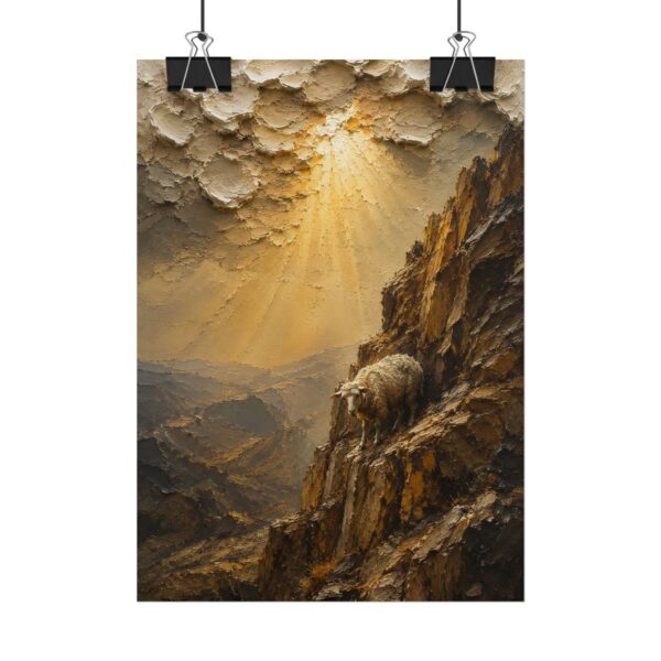 12332367702634988799_2048.jpeg Leaving the 99 Lost Sheep Impasto Poster | Christian Cliffside Oil Painting Art | Parable of the Lost Sheep | Textured Palette Knife Print