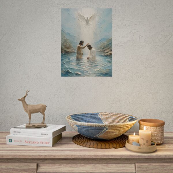 12335283701329627449_2048.jpeg Baptism of Jesus Jordan River Poster | Modern Aqua Blue Christian Wall Art | Textured Palette Knife Plaster Print, Soothing Faith Home Decor