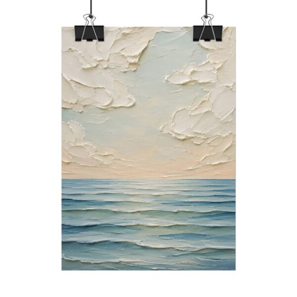 Peace Be Still Calm Sea Impasto Poster | Minimalist Christian Ocean Wall Art | Sage Green and Blue Waves Print | Textured Faith Decor