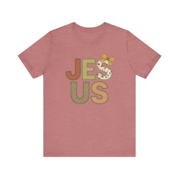 Jesus applique letters T-Shirt | floral patchwork faith tee