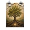 Mustard Seed Faith Impasto Poster | Matthew 17:20 Christian Wall Art | Modern Sage Green Tree Painting | Textured Scripture Print