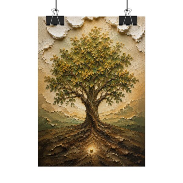Mustard Seed Faith Impasto Poster | Matthew 17:20 Christian Wall Art | Modern Sage Green Tree Painting | Textured Scripture Print