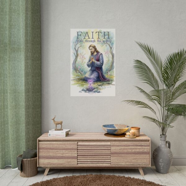 Jesus in the Garden of Gethsemane Watercolor Art, Faith, Trust through the night