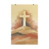 Abstract Christian Cross Wall Art, Modern Boho Scripture Poster, Earth Tone Christian Home Decor, Minimalist Faith Painting Print