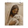 12526899341055371097_2048.jpeg Jesus and the Lamb of God Impasto Poster | Modern Neutral Christian Wall Art | Textured Palette Knife Portrait | Minimalist Faith Home Decor