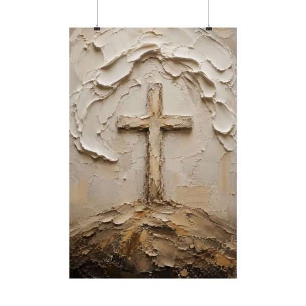 1254404015419479687_2048.jpeg Textured Cross of Calvary Poster | Minimalist Christian Wall Art | Modern Beige Plaster Cross Print | Palette Knife Faith Home Decor