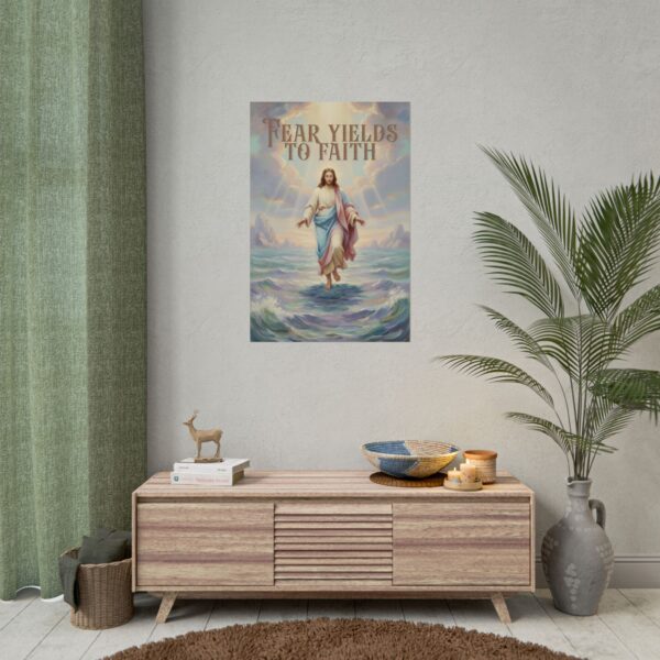 Christ Walking on the Water Oil Painting Style Poster, Fear Yields to Faith
