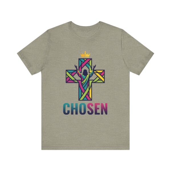 12637067690863697306_2048.jpeg Chosen Crowned Cross T-Shirt | Colorful Stained Glass Christian Faith Tee