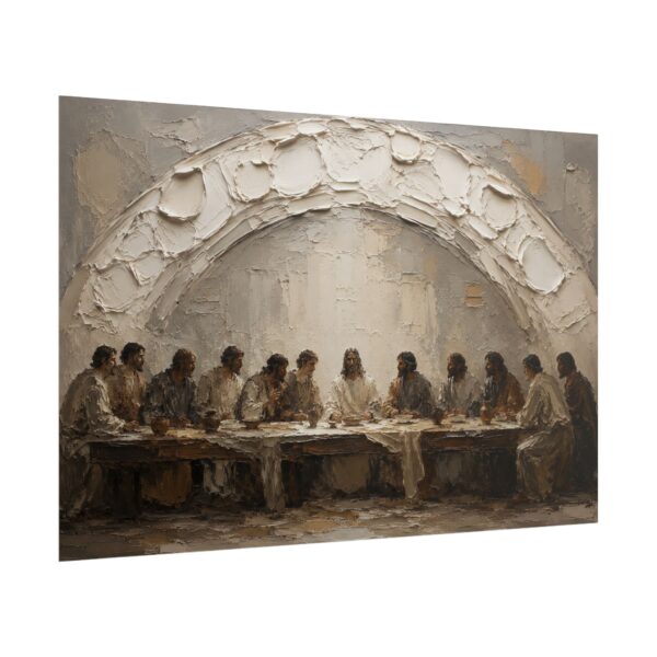 1265112783525713280_2048.jpeg Modern Last Supper Reimagined Poster | The Table of Love Wall Art | Textured Palette Knife Plaster Print | Warm Neutral Beige Faith Decor