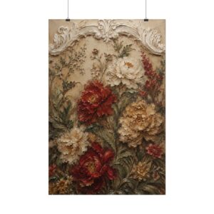Praise God Vintage Floral Tapestry Poster | Cottagecore Christian Wall Art | Textured Palette Knife Flower Painting Poster