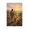 The Good Shepherd Jesus Art, Christ with Sheep Poster Poster, Biblical Landscape Faith Decor, Christian Pastoral Painting, Religious Gift