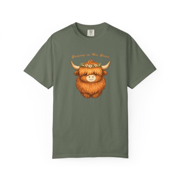 13164129624094966095_2048.jpeg Comfort Colors® Highland Cow Floral Crown T-shirt | Cute Scottish Cattle Illustration, Bible Verse Shirt, Religious Women