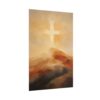 Christian Wall Art, Abstract Cross Painting Poster Print, Glowing Cross on Mountain Canvas Print, Minimalist Faith Decor, Religious Gift