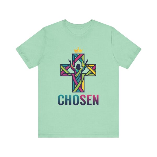 13257116500996100451_2048.jpeg Chosen Crowned Cross T-Shirt | Colorful Stained Glass Christian Faith Tee
