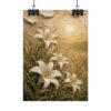 Consider the Lilies Scripture Poster | Matthew 6:28 Christian Wall Art | Modern Sage Green Impasto Print, Textured Palette Knife Wildflower