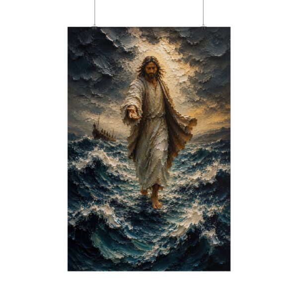 1380255870916709073_2048.jpeg Jesus Walking on Water Impasto Poster | Stormy Sea of Galilee Christian Art | Faith Over Fear Wall Decor | Textured Jesus in Storm Print