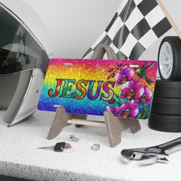 13814838367873538243_2048.jpeg JESUS rainbow mosaic orchids license plate | Vanity Plate