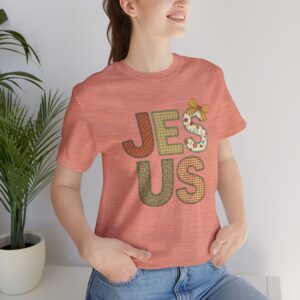Jesus applique letters T-Shirt | floral patchwork faith tee
