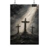 14020605334068147160_2048.jpeg Three Crosses of Calvary Poster | Modern Golgotha Good Friday Wall Art | Textured Charcoal & Gray Impasto Print | Minimalist Cross Decor