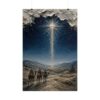Star of Bethlehem Wise Men Poster | Modern Midnight Blue Nativity Wall Art | Textured Palette Knife Christmas Print | Holiday Faith Decor