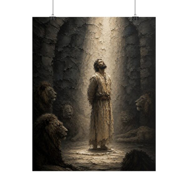 14298525521188857164_2048.jpeg Daniel in the Lions Den Poster | Modern Slate Gray & Beige Christian Wall Art | Biblical Miracle Poster | Biblical Courage Home Decor
