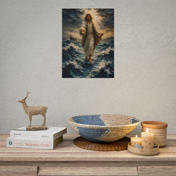 14300438845166819563_2048.jpeg Jesus Walking on Water Impasto Poster | Stormy Sea of Galilee Christian Art | Faith Over Fear Wall Decor | Textured Jesus in Storm Print