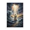 Jesus Calming the Storm Wall Art, Christ in the Boat Poster, Christian Faith Decor, Biblical Sea Miracle Painting, Tempest Ocean Print