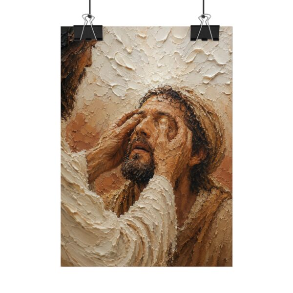 14505796995931504168_2048.jpeg Healing of the Blind Man Poster | John 9 Christian Miracle Wall Art | Textured Palette Knife Print | Warm Terracotta & Beige Faith Decor