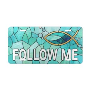 14520573622106193856_2048.jpeg Follow Me Ichthys Fish Vanity Plate | Christian License Plate, Stained Glass Design