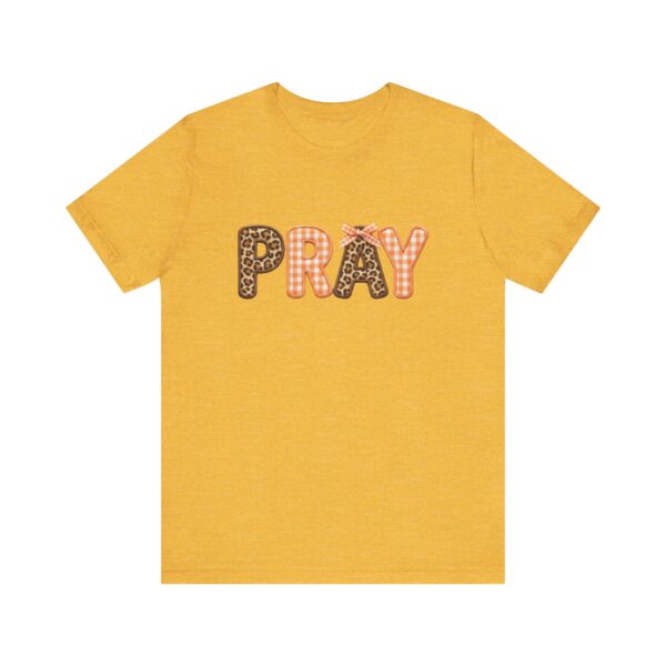 Pray leopard and gingham letters T-Shirt | Faith graphic tee
