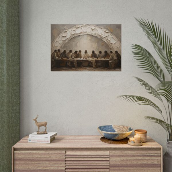 14668087403659854523_2048.jpeg Modern Last Supper Reimagined Poster | The Table of Love Wall Art | Textured Palette Knife Plaster Print | Warm Neutral Beige Faith Decor