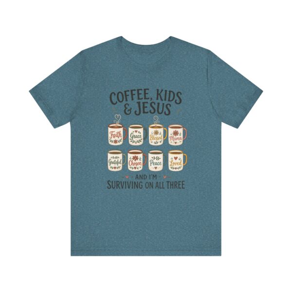 Coffee, Kids & Jesus T-Shirt | Christian Mom Tee, Surviving on All Three