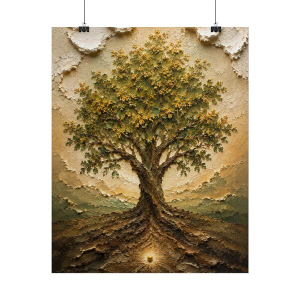 Mustard Seed Faith Impasto Poster | Matthew 17:20 Christian Wall Art | Modern Sage Green Tree Painting | Textured Scripture Print