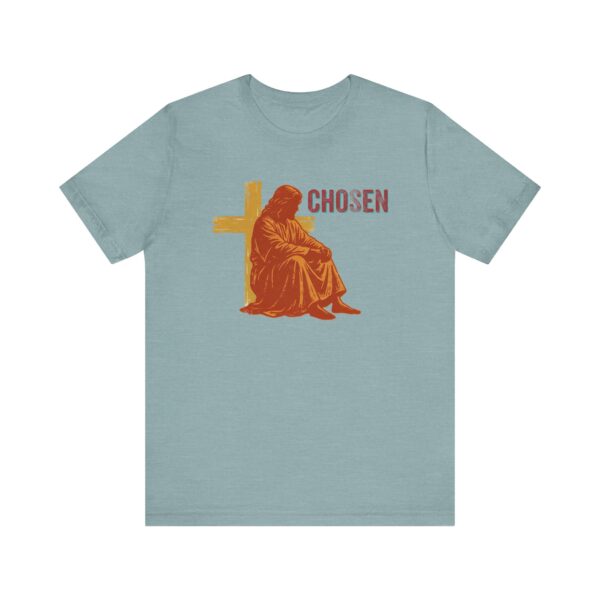 14904077995981629834_2048.jpeg Chosen Jesus Sitting Cross T-Shirt | Christian Faith Tee