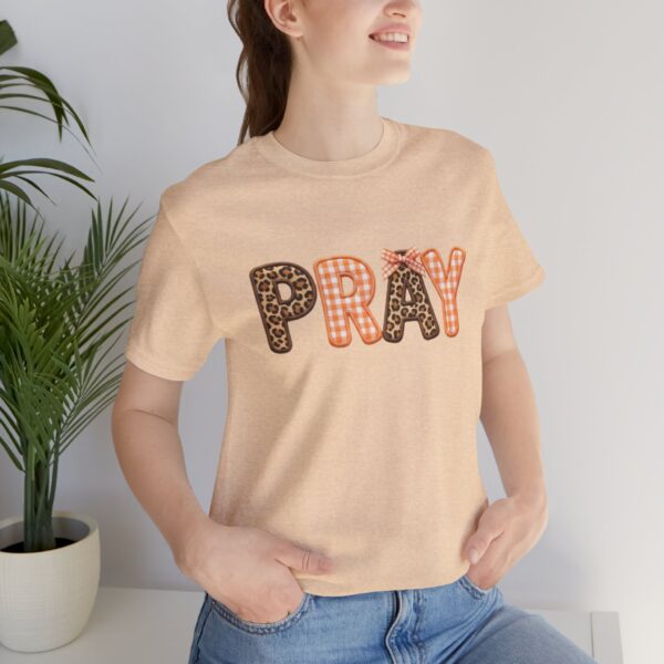 Pray leopard and gingham letters T-Shirt | Faith graphic tee