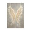 Glowing Angel Wings Wall Art, Guardian Angel Poster, Spiritual Christian Home Decor, Light Gold Luxury Wings Print, Memorial Faith Gift