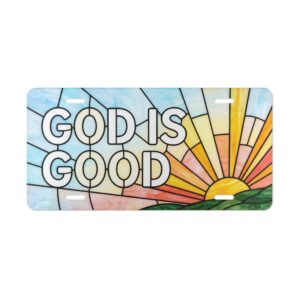 15266376875600740859_2048.jpeg God Is Good Vanity Plate | Sunrise Stained Glass Design