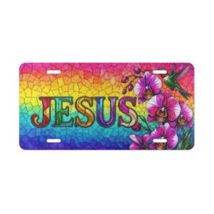 15285974636628804680_2048.jpeg JESUS rainbow mosaic orchids license plate | Vanity Plate