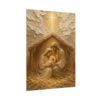 15462443963646229208_2048.jpeg Modern Minimalist Nativity Poster | Christmas Holy Family Wall Art | Textured Palette Knife Plaster Print | Warm Beige & Gold Faith Decor
