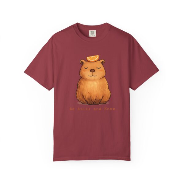 Comfort Colors® Meditating Bear with Orange Slice T-Shirt | Be Still and Know, Bible Verse Shirt, Religious Women