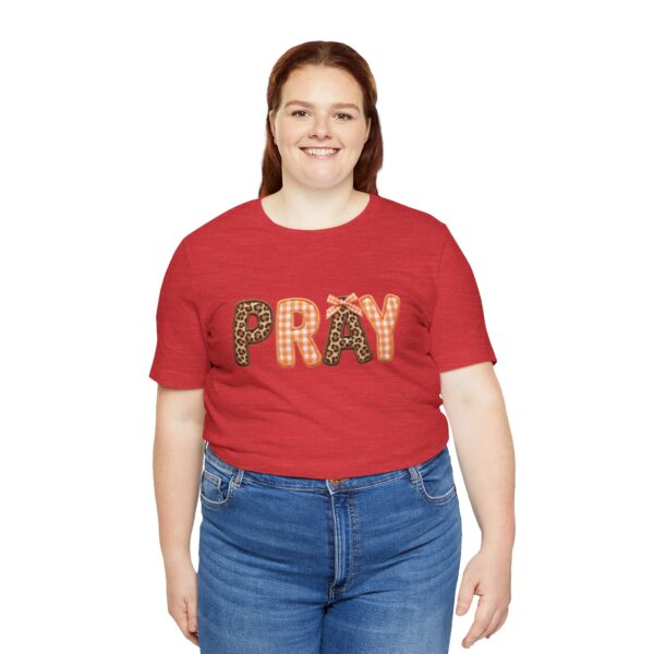 Pray leopard and gingham letters T-Shirt | Faith graphic tee