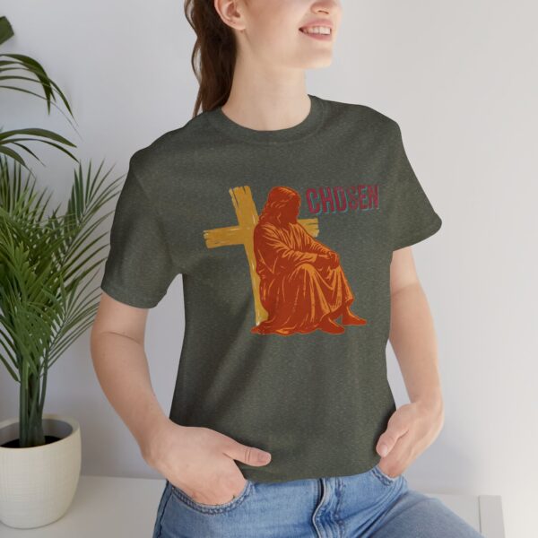 15678286735036230093_2048.jpeg Chosen Jesus Sitting Cross T-Shirt | Christian Faith Tee