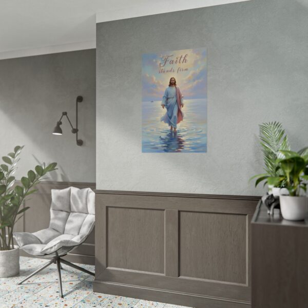 Jesus Walking on Water Modern Oil Painting Style Poster, Faith stands firm