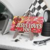 15932023545654565846_2048.jpeg Jesus Loves You Vanity Plate | Stained Glass Heart Cross Christian License