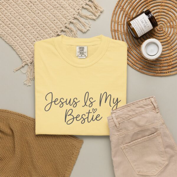 15961436360430708211_2048.jpeg Comfort Colors® Jesus Is My Bestie T-shirt | Christian Faith Typography, Bible Verse Shirt