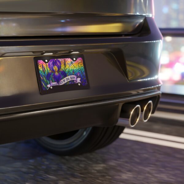 Jesus Makes My Soul Bloom Vanity Plate | Floral Iris License Plate