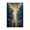 16079707393356268192_2048.jpeg Parting of the Red Sea Poster | Moses Miracle Christian Wall Art | Textured Deep Navy & Teal Impasto Print | Palette Knife Bible Story Decor