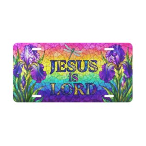 1608924449249833811_2048.jpeg Jesus Is Lord Vanity Plate | Floral Iris Rainbow Christian License Plate